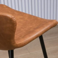 HOMCOM Conjunto de 2 Taburetes Altos de Cocina con Respaldo Tapizado en PU Carga 120 kg para Bar Salón Comedor Marrón(m-9)