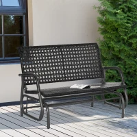 Outsunny Mecedora de Ratán de 2 Plazas Banco Balancín de Jardín con Balanceo Ergonómico y Marco de Metal para Terraza Balcón Exterior Patio Hotel Carga 220 kg 120x70x84 cm Negro(m-2)