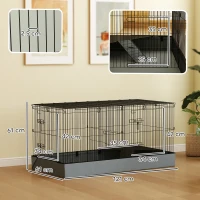 PawHut 2 in 1 Guinea Pig Cage, Rabbit Cage Pet Playpen with 2 Separate Area, Waterproof Oxford Fabric Floor for Hedgehogs(m-3)