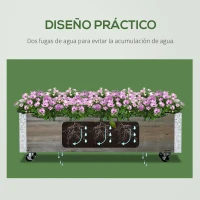 Outsunny Jardinera Exterior Grande con Ruedas Tela no Tejida Jardinera y Sistema de Drenaje 96x30,6x30 cm Gris Claro(m-6)