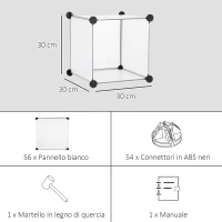 HOMCOM Mobile Scarpiera Modulare Salvaspazio, 16 Cubi 30x30x30 cm in Acciaio e PP, 125x32x125 cm, Trasparente(m-6)
