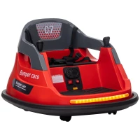 HOMCOM Bumper Car, 360° Rotation Spin 12V Kids Electric Car with Lights, Music, for Ages 1.5-5 Years - Red(m-1)