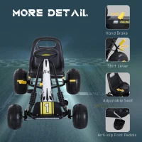 HOMCOM Kids Children Pedal Go Kart Ride on Car Adjustable Seat Braking System for 3-6 Years Old White 95 x 66.5 x 57 cm(m-7)