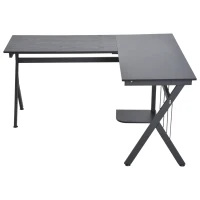 HOMCOM Scrivania Angolare per Computer scrivania da ufficio Tavolo PC in legno nero(m-10)