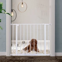 PawHut Cancelletto di Sicurezza per Animali Allargabile Facile Installazione con Supporti a Pressione Acciaio Resistente con  una Finitura Verniciata a Polvere Bianco 76x76-82cm(m-2)