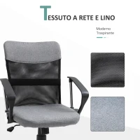 Vinsetto Poltrona da Ufficio in Tessuto Grigio, Sedia Girevole ed Ergonomica per Scrivania, 60 x 66 x 91-101cm(m-8)
