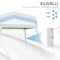 Outsunny Gazebo Pieghevole da Giardino 2.4x2.4m con Struttura in Acciaio e Corde Antivento, Bianco(m-6)