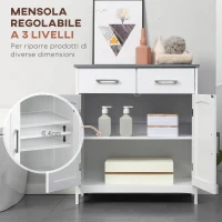 kleankin Mobiletto Bagno con 2 Ante, 2 Cassetti e Ripiano Regolabile, in MDF, 68x33x76cm(m-5)