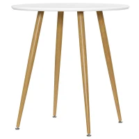 HOMCOM Mesa de Comedor Redonda para 2 Personas Mesa de Cocina Estilo Nórdico con Patas de Metal Ø72x75 cm Blanco Mate(m-11)
