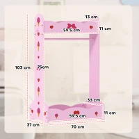 AIYAPLAY Kids Clothes Rail with Two Shelves, for 3-8 Years, Pink(m-3)