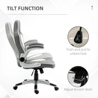 Vinsetto Computer Gaming Chair, Office Desk Swivel Chair, PU Leather Racing Chair with 90° Flip-up Armrest, Adjustable Height and Rolling Wheels, Grey(m-5)