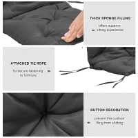 Outsunny Set of Two Outdoor Seat Cushions - Dark Grey(m-6)