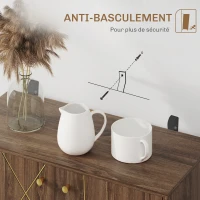 HOMCOM Buffet salon meuble de rangement avec décoration à lignes d'acier dorées, étagère réglable, pieds en acier(m-6)
