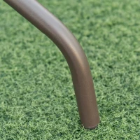 Outsunny 6 pz Set Mobili da Giardino in Tubi d'Acciaio,   Tavolo da Giardino con Sedie e Ombrellone, Crema(m-8)