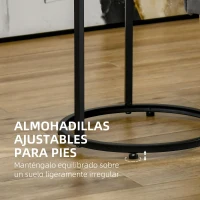 HOMCOM Juego de 2 Mesitas Auxiliares Anidadas con Estructura de Metal y Encimera de Cristal Ø50x58 cm y Ø37x51 cm Negro(m-6)