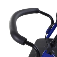 HOMCOM Déambulateur 4 roues - déambulateur pliable léger - assise + dossier rembourré - poignées ergonomiques, freins à main - panier rangement - métal bleu(m-9)