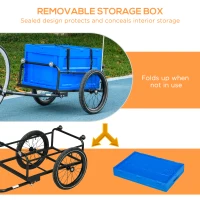 HOMCOM 65L Steel Frame Bike Trailer Storage Box - Blue(m-4)