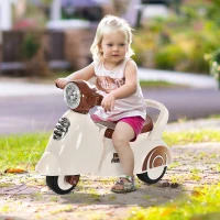 HOMCOM Moto per Bambini 12-36 mesi, Triciclo Senza Pedali con Luci e Suoni Realistici, Beige e Marrone, 66x33x 47.7cm(m-2)