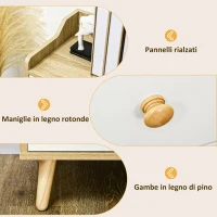 HOMCOM Credenza Moderna in Truciolato e Legno di Pino con 3 Cassetti e 2 Armadietti a 2 Livelli, 90x32x80A cm(m-6)