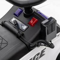 HOMCOM Coche Correpasillos de Policía para Bebé Coche sin Pedales con Megáfono y Almacenaje Oculto 62x29x43 cm Blanco(m-9)