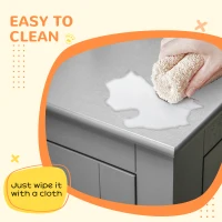 PawHut Dog Crate, End Table, with Three Doors, Locks, Latches for Large Dogs, Indoor Use - Grey(m-7)