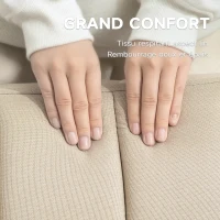 HOMCOM Canapé Convertible 2 Places Design scandinave Dossier inclinable 3 Positions Pieds Bois Tissu Aspect Lin Beige(m-4)