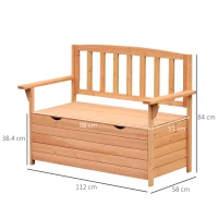 Outsunny Two-Seater Garden Storage Bench - Natural(m-3)