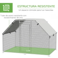 PawHut Gallinero de Exterior 2,8x1,93x1,95 m Gallinero Grande Cubierta de Tela Oxford y Corral de Metal Galvanizado Plata(m-6)