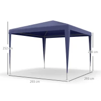 Outsunny Tonnelle 3 x 3 m barnum de jardin métal époxy bâche PE haute densité bleu(m-3)