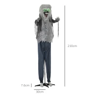 HOMCOM 6'8" Skeleton Werewolf Halloween Animatronic, with Glowing Eyes(m-3)