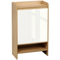 HOMCOM Zapatero con 2 Puertas y 5 Estantes para 15 Pares de Zapatos para Pasillo Entrada 60x32x100 cm Madera y Blanco(m-10)