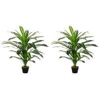 Outsunny Set of Two Artificial Dracaena Plants(m-11)