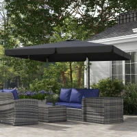 Outsunny 3m Cantilever Parasol, with Four-Position Canopy - Grey(m-2)