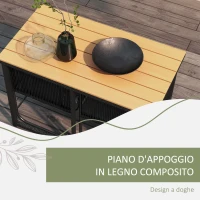 Outsunny Set da Giardino 3 Pezzi in Rattan con 2 Sedie 50x51.5x67 cm e Tavolo 110x60x75 cm in Legno Composito(m-7)