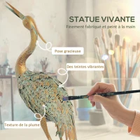 Outsunny Statue jardin exterieur, sculpture de héron en métal, décoration de jardin exterieur 90 cm, multicolore(m-4)