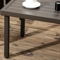 Outsunny Table basse rectangulaire table de salon plateau à lattes pieds réglables pour intérieur/extérieur marron(m-9)