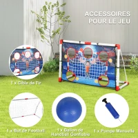 HOMCOM Cage de handball enfant exterieur but 5 zones cibles ballon de handball gonflable pompe 162 x 60 x 106 cm blanc(m-4)