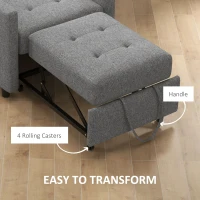 HOMCOM 3-In-1 Chair Bed, Convertible Sleeper Chair with Adjustable Backrest, Pillow and Footrest for Living Room, Grey(m-6)