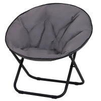 Outsunny Loveuse Fauteuil Rond de Jardin Fauteuil Lune papasan Pliable Grand Confort 80L x 80l x 75H cm Grand Coussin fourni Oxford Gris(m-11)