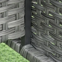 Outsunny 6 Pieces Rattan Garden Furniture Set, 6 Seater Garden Sofa Set with Glass Top Dining Table, Loveseat, 2 Armchairs and Ottomans, Wicker Outdoor Conservatory Furniture for Patio, Grey(m-9)