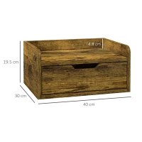 HOMCOM Floating Nightstand Set of 2 Wall Mounted Bedside Table with Storage Drawer for Bedroom, Rustic Brown(m-3)