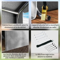 Outsunny Abri de jardin 2 x 2 x 2 m abri vélo extérieur avec cadre en acier galvanisé, imperméable et résistant aux UV - gris(m-6)