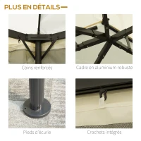 Outsunny Tonnlle de jardin barnum pavillion de jardin double toit avec parois et moustiquaires et amovibles 4 x 3 m crème(m-6)