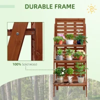 Outsunny Three-Tier Plant Stand, Wood Ladder Shelf for Flower Pot Display, Outdoor Indoor Organiser(m-5)