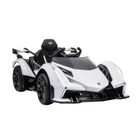 HOMCOM Macchina Elettrica per Bambini Lamborghini con Telecomando, Fari LED e Musica, Età 3+ Anni, Bianco(m-1)