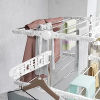 HOMCOM Séchoir à Linge étendoir pliable ailes latérales utilisation intérieure et extérieure 142 x 55 x 172 cm 4 niveaux(m-8)