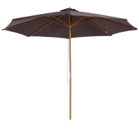 Outsunny Parasol de jardin extérieur parasol droit double toit en bois polyester haute densité protection solaire Ø 3 x 2,5 m chocolat(m-10)