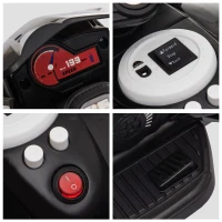 HOMCOM Moto électrique enfants 3 roues 6 V, voiture électrique enfants avec effets lumineux et sonores, vitesse max. 3 km/h, pour 3 à 5 ans, charge max. 25 kg, noir et blanc(m-9)