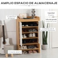 HOMCOM Zapatero con 2 Puertas y 5 Estantes para 15 Pares de Zapatos para Pasillo Entrada 60x32x100 cm Madera y Blanco(m-4)