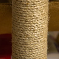 PawHut Mesa de Centro Hamaca para Gatos con 2 Postes Rascadores de Yute y Estante Inferior de Almacenaje 79x59x45,5 cm Marrón(m-9)